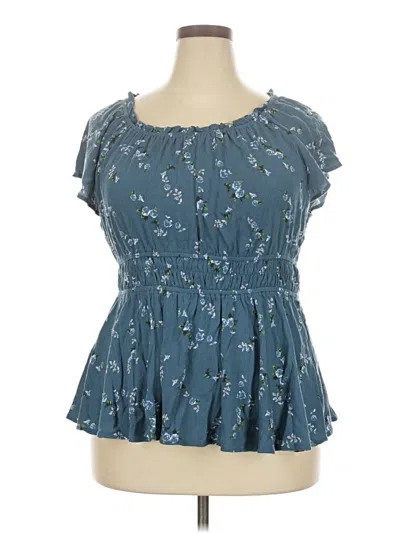 Pre-owned Torrid Short Sleeve Blouse In Blue