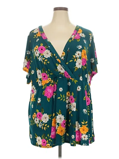 Pre-owned Torrid Short Sleeve Blouse In Blue