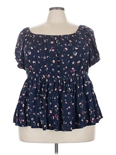 Pre-owned Torrid Short Sleeve Blouse In Blue