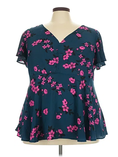 Pre-owned Torrid Short Sleeve Blouse In Blue