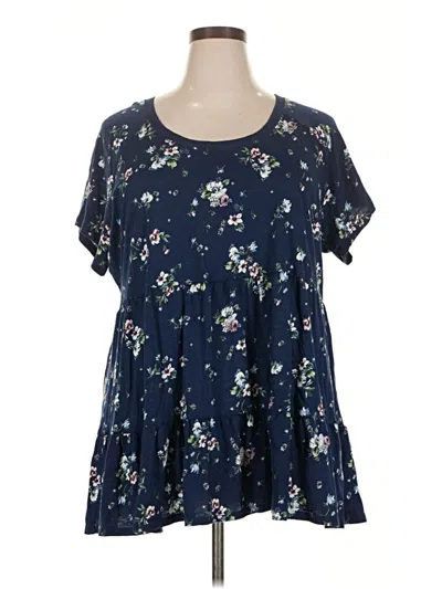 Pre-owned Torrid Short Sleeve Blouse In Blue