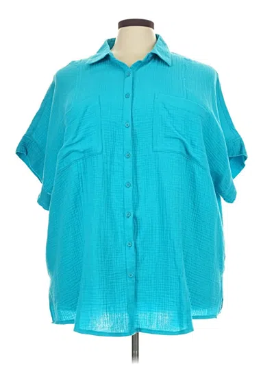 Pre-owned Torrid Short Sleeve Blouse In Blue