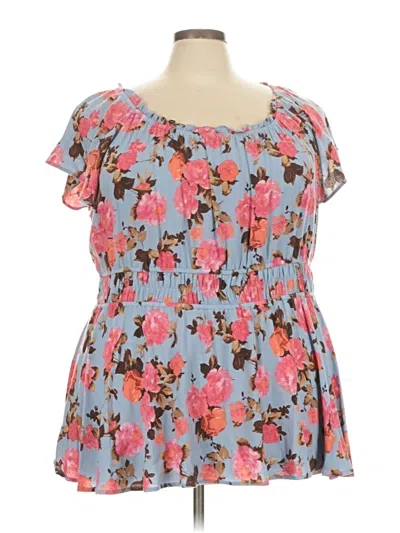 Pre-owned Torrid Short Sleeve Blouse In Blue
