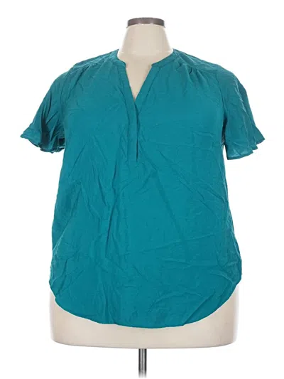 Pre-owned Torrid Short Sleeve Blouse In Blue