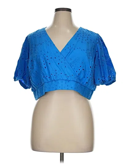 Torrid Short Sleeve Blouse In Blue
