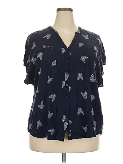 Pre-owned Torrid Short Sleeve Blouse In Blue