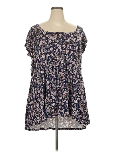 Pre-owned Torrid Short Sleeve Blouse In Blue