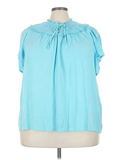 Pre-owned Torrid Short Sleeve Blouse In Blue