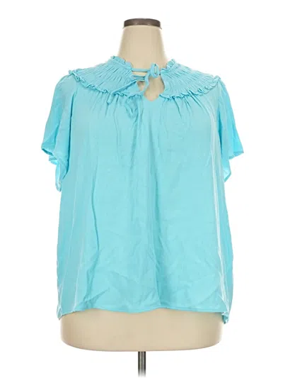 Pre-owned Torrid Short Sleeve Blouse In Blue