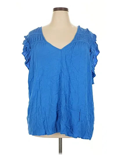 Pre-owned Torrid Short Sleeve Blouse In Blue
