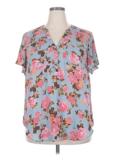 Pre-owned Torrid Short Sleeve Blouse In Blue