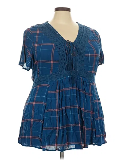 Pre-owned Torrid Short Sleeve Blouse In Blue