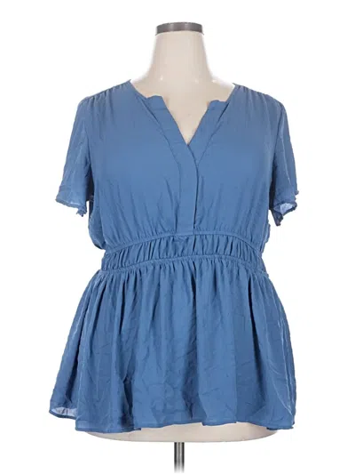 Pre-owned Torrid Short Sleeve Blouse In Blue