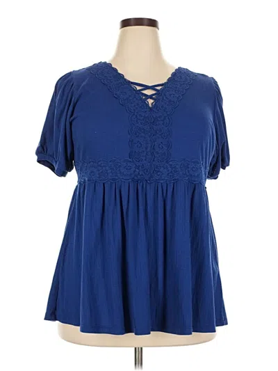 Pre-owned Torrid Short Sleeve Blouse In Blue