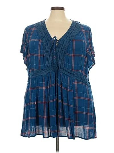 Pre-owned Torrid Short Sleeve Blouse In Blue