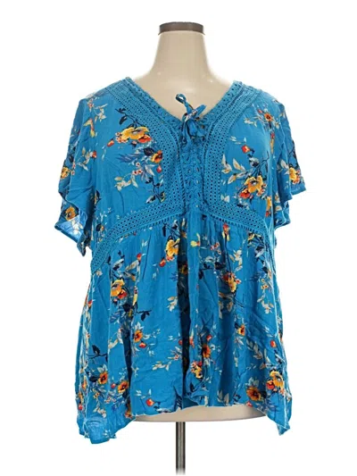 Pre-owned Torrid Short Sleeve Blouse In Blue
