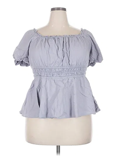 Pre-owned Torrid Short Sleeve Blouse In Blue