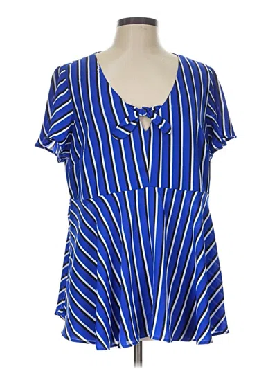 Pre-owned Torrid Short Sleeve Blouse In Blue
