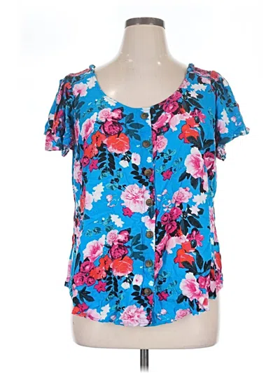 Pre-owned Torrid Short Sleeve Blouse In Blue