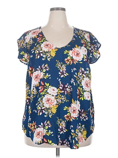 Pre-owned Torrid Short Sleeve Blouse In Blue
