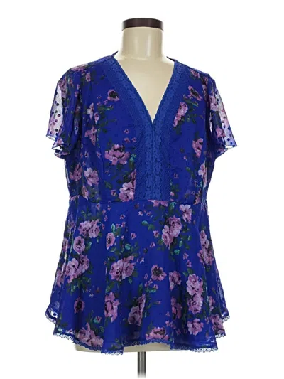 Pre-owned Torrid Short Sleeve Blouse In Blue