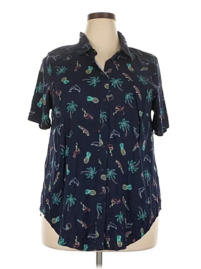 Torrid Short Sleeve Blouse In Blue