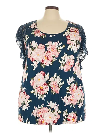 Pre-owned Torrid Short Sleeve Blouse In Blue
