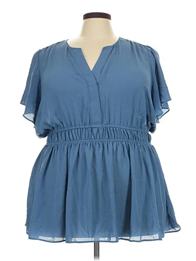 Pre-owned Torrid Short Sleeve Blouse In Blue