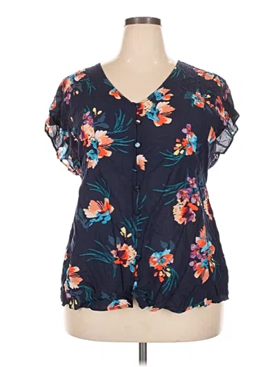 Pre-owned Torrid Short Sleeve Blouse In Blue
