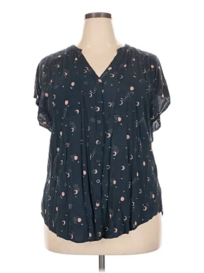 Pre-owned Torrid Short Sleeve Blouse In Blue
