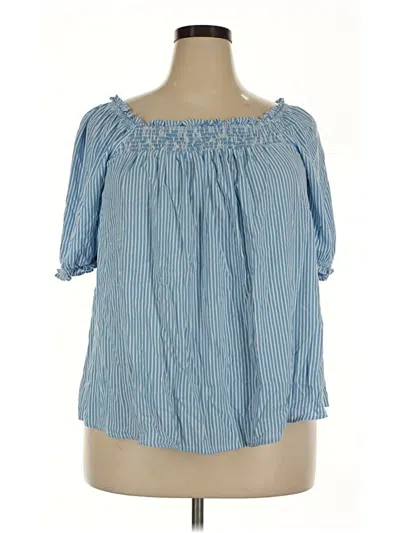 Pre-owned Torrid Short Sleeve Blouse In Blue