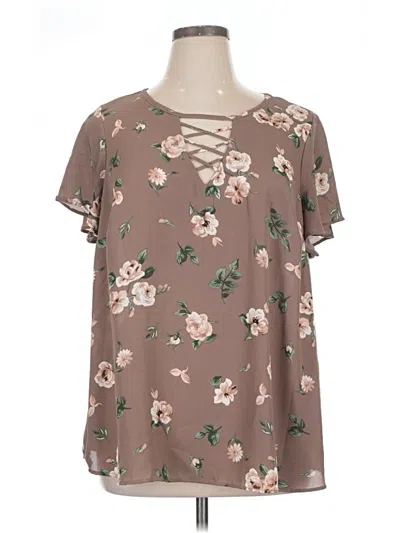 Pre-owned Torrid Short Sleeve Blouse In Brown