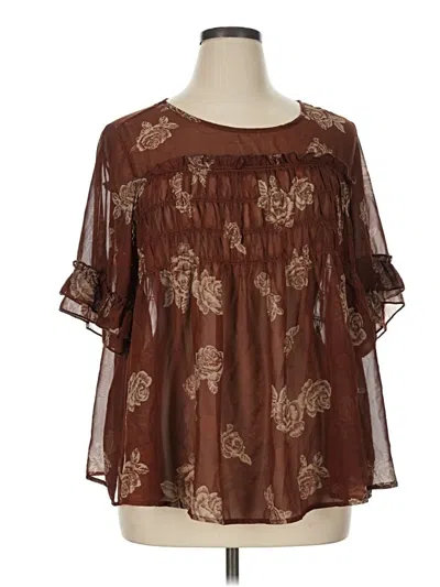 Pre-owned Torrid Short Sleeve Blouse In Brown