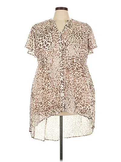 Pre-owned Torrid Short Sleeve Blouse In Brown