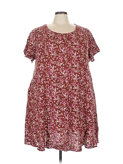 Pre-owned Torrid Short Sleeve Blouse In Burgundy
