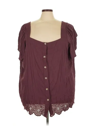 Pre-owned Torrid Short Sleeve Blouse In Burgundy
