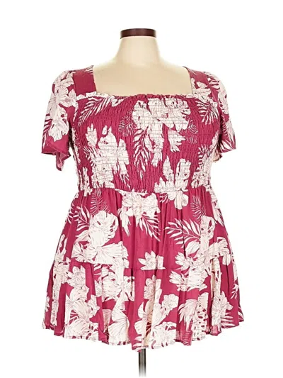 Pre-owned Torrid Short Sleeve Blouse In Burgundy