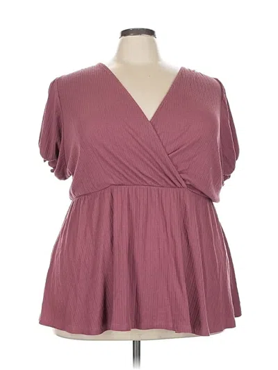 Pre-owned Torrid Short Sleeve Blouse In Burgundy
