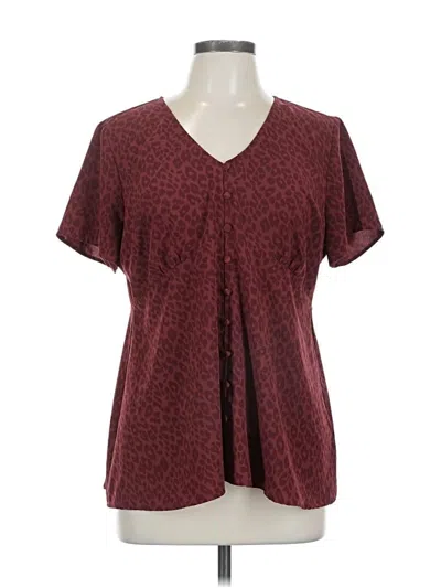 Pre-owned Torrid Short Sleeve Blouse In Burgundy