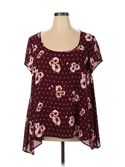 Pre-owned Torrid Short Sleeve Blouse In Burgundy