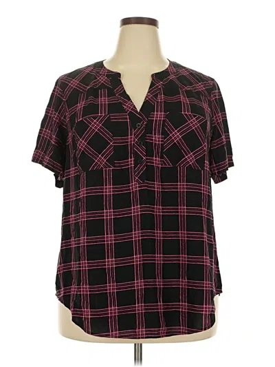 Pre-owned Torrid Short Sleeve Blouse In Burgundy