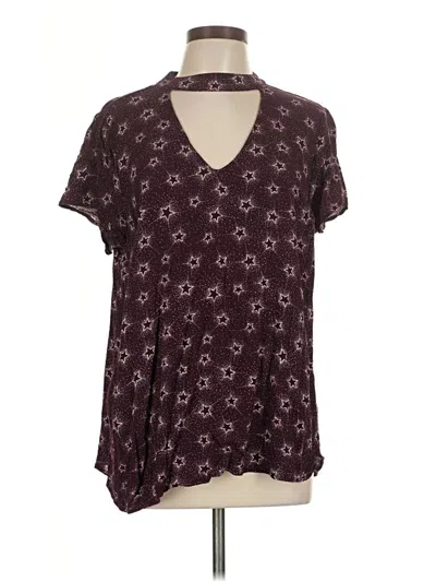 Pre-owned Torrid Short Sleeve Blouse In Burgundy