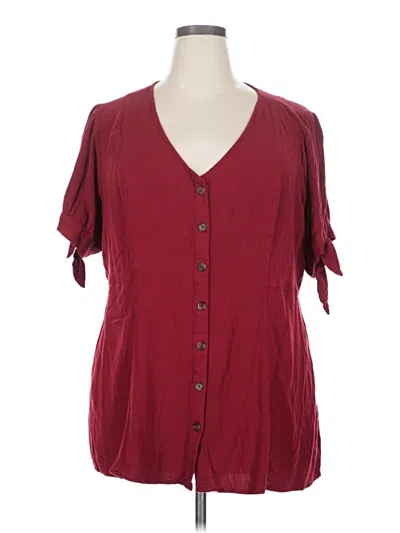 Pre-owned Torrid Short Sleeve Blouse In Burgundy