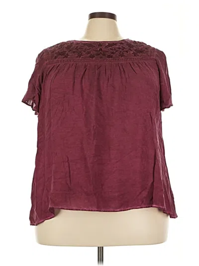 Torrid Short Sleeve Blouse In Burgundy