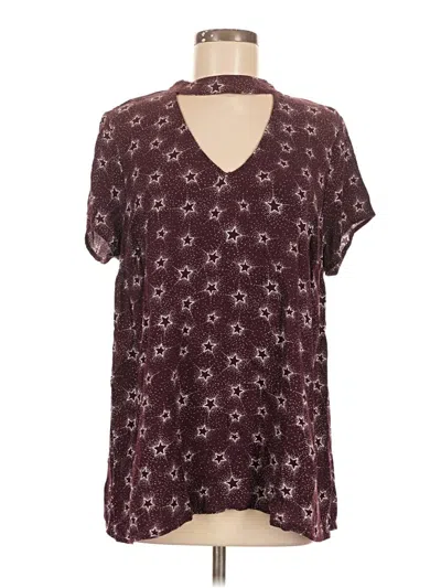 Pre-owned Torrid Short Sleeve Blouse In Burgundy