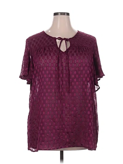 Pre-owned Torrid Short Sleeve Blouse In Burgundy