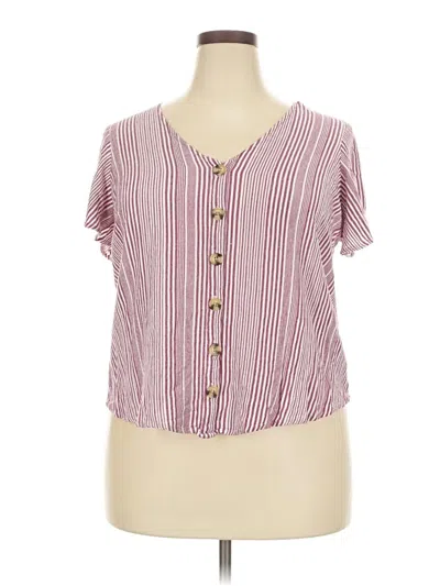 Pre-owned Torrid Short Sleeve Blouse In Burgundy