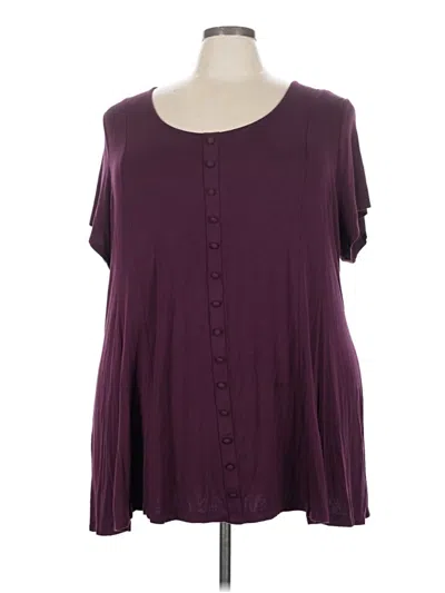Pre-owned Torrid Short Sleeve Blouse In Burgundy