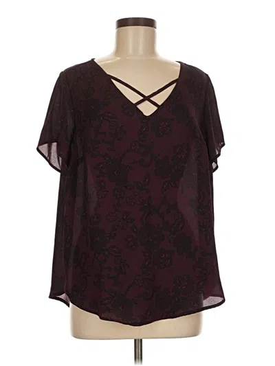 Pre-owned Torrid Short Sleeve Blouse In Burgundy