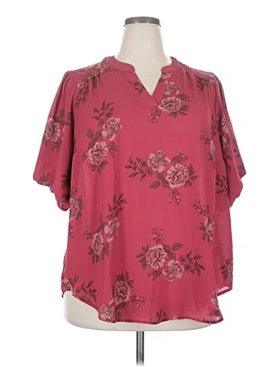 Pre-owned Torrid Short Sleeve Blouse In Burgundy